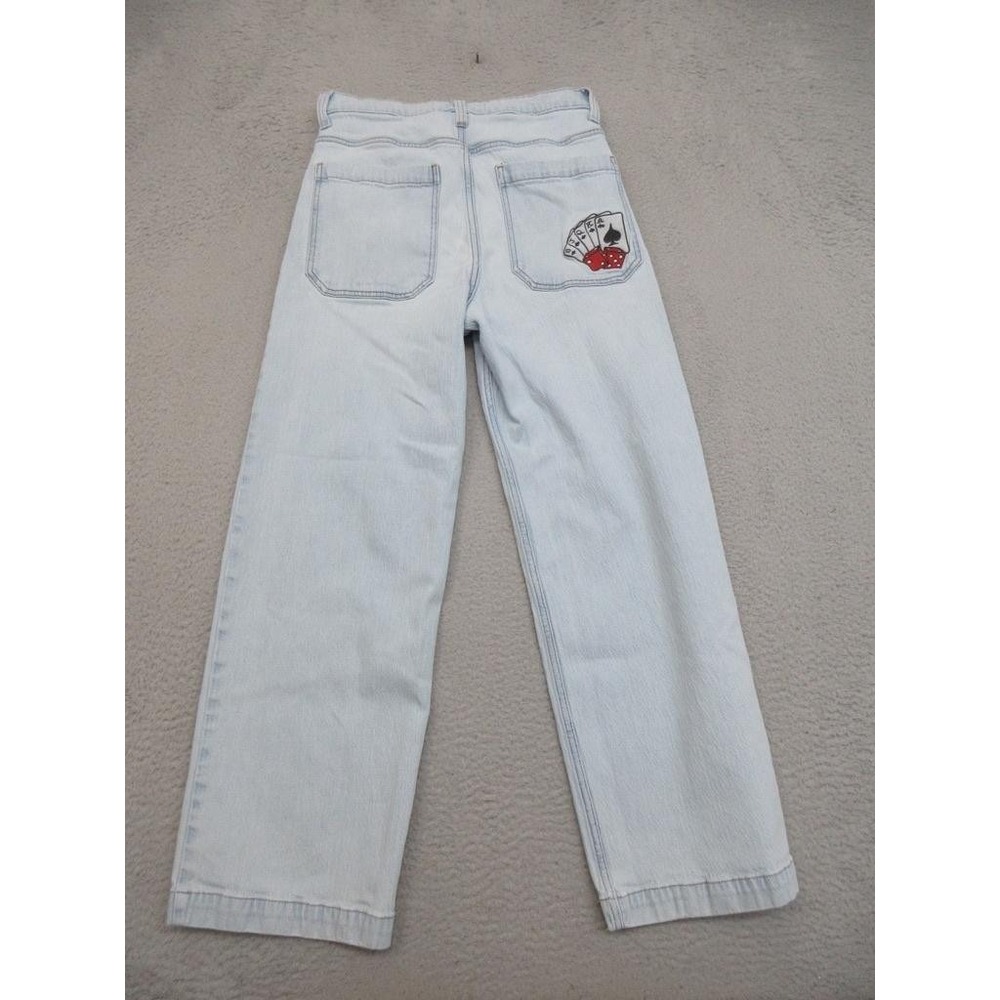 Hollister Y2K Super Baggy Jeans Mens 31x32 Light Wash Playing Cards Dice Skater